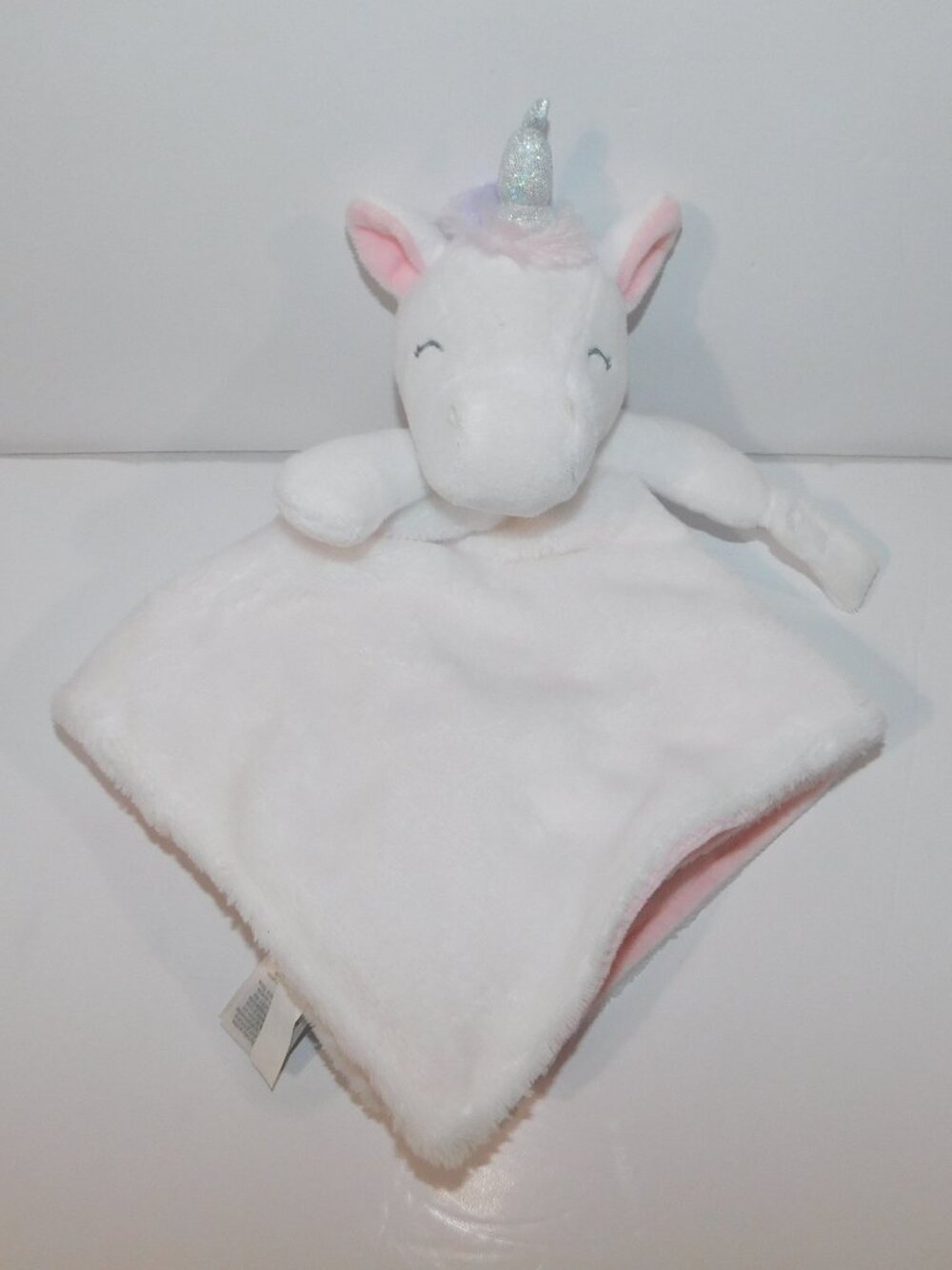 Carters Unicorn Security Blanket White Pink w Pacifier Holder Plush Lovey 67673